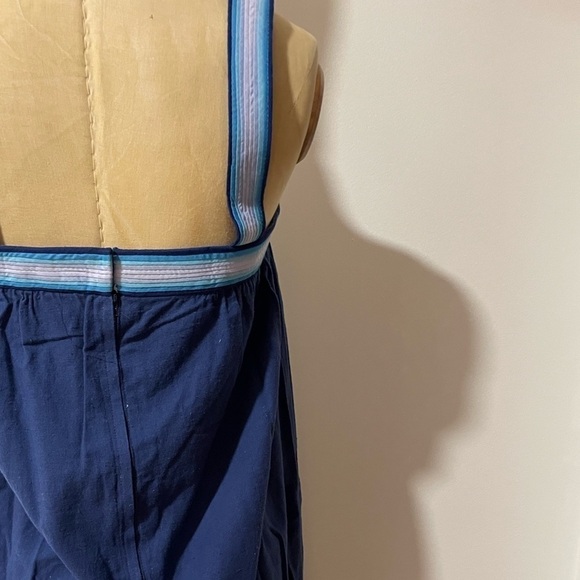 VTG Retro Boho Cotton Summer Dress Blue Rainbow MIDI Tank Coastal Grandma - Picture 4 of 14